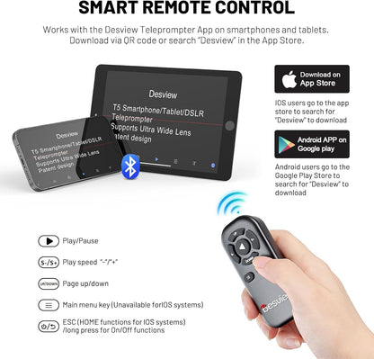 Teleprompter – Autocue – Camera Teleprompter – Video Teleprompter – Promptscherm – Tot 11 Inch – Bluetooth Afstandsbediening – HD Gecoat Anti Reflectieglas
