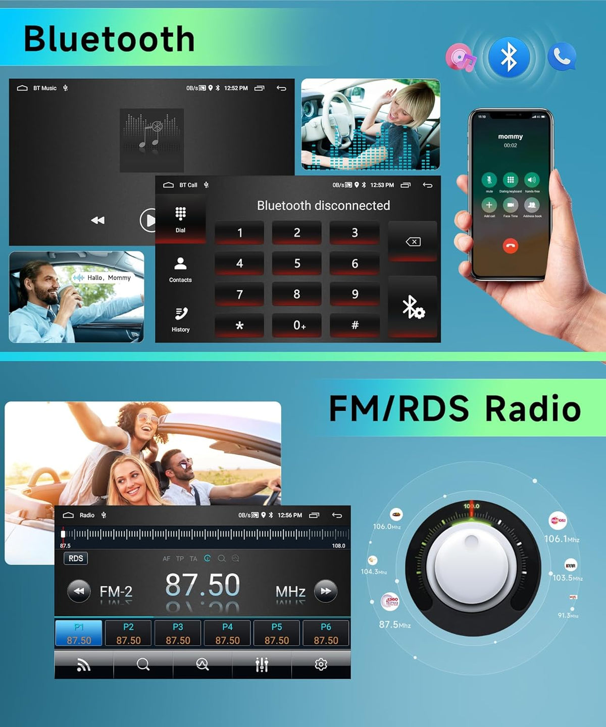 2G & 64G Podofo 10.1 '' Autoradio voor VW Touran 1 2003-2010 Draadloos Carplay Android Auto, Android 13 Radio 2 Din met Bluetooth WiFi GPS HiFi RDS/FM + AHD Achteruitrijcamera/Canbus