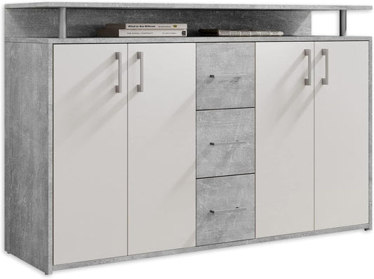 Stella Trading Drift Highboard, houtdecor, betonwit, (B/H/D) 139 x 90 x 34 cm