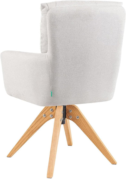 DUBI Möbel Dining chair Mika-Juna, cream, frame 360° rotatable oak oiled nature - QUORE