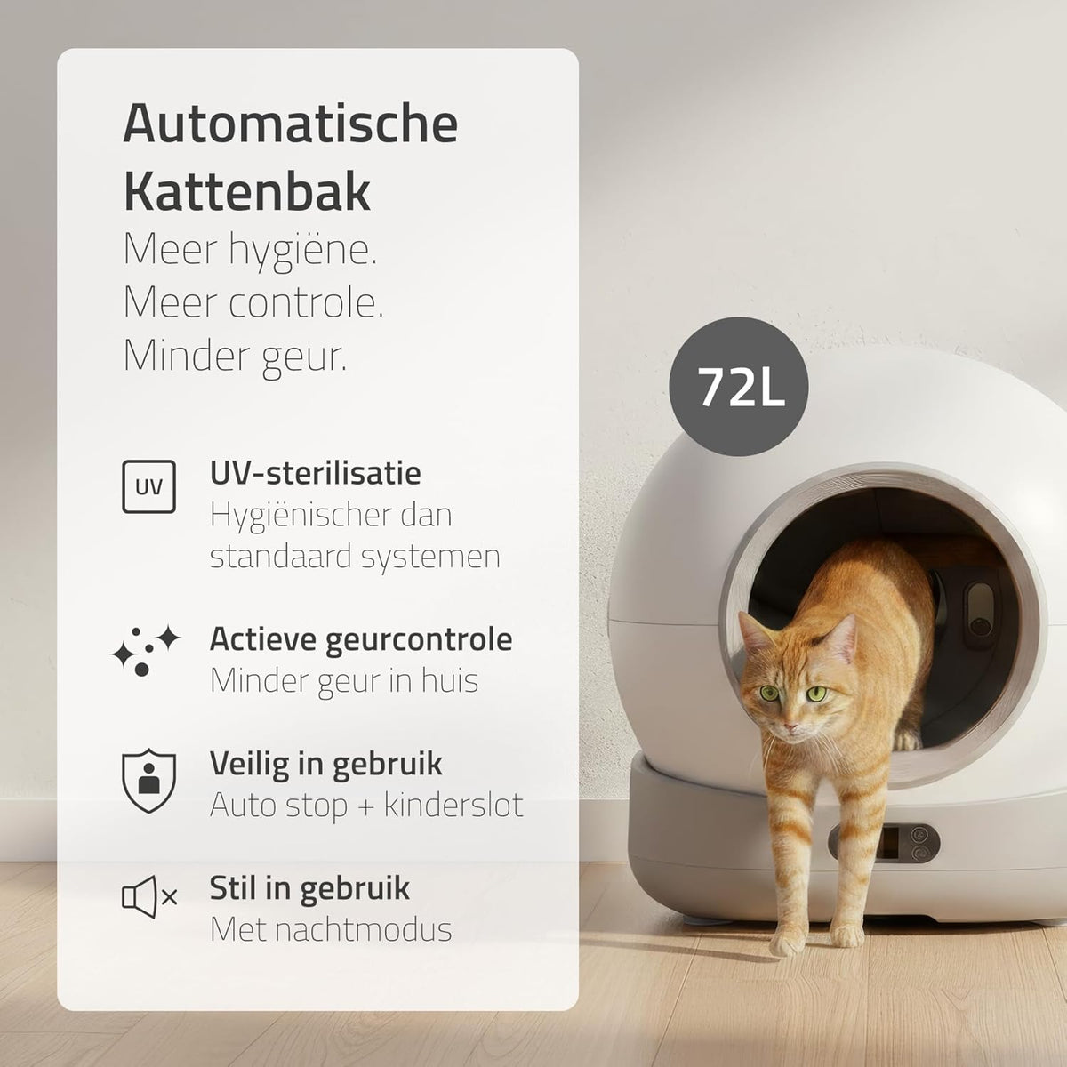 Hombli Slimme kattenbak met automatische zelfreiniging, uv-sterilisatie, gezondheidsbewaking, camera, compatibel met Alexa en Google