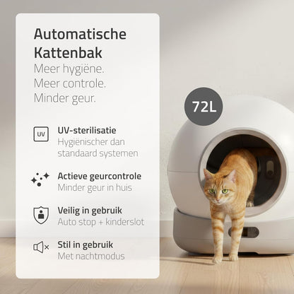 Hombli Slimme kattenbak met automatische zelfreiniging, uv-sterilisatie, gezondheidsbewaking, camera, compatibel met Alexa en Google