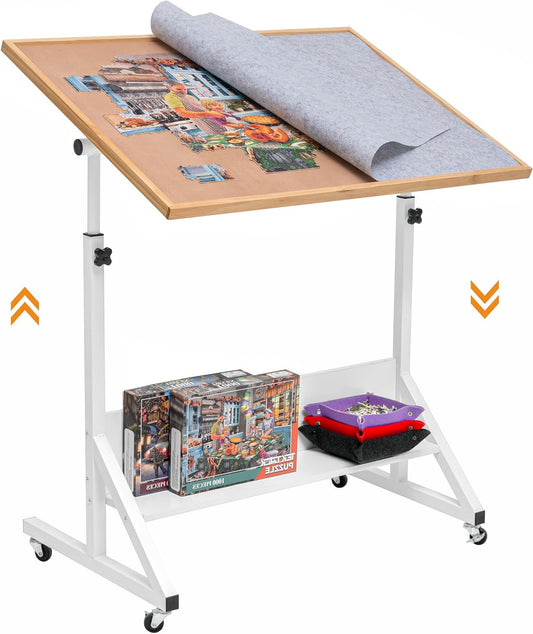 Puzzeltafel – Puzzeltafel Met Opbergruimte – Kantelbare Puzzeltafel – Verstelbare Puzzeltafel – Puzzelbord – Hoogte Verstelbaar 85-100 cm – Tafelblad Kantelbaar Tot 90 Graden