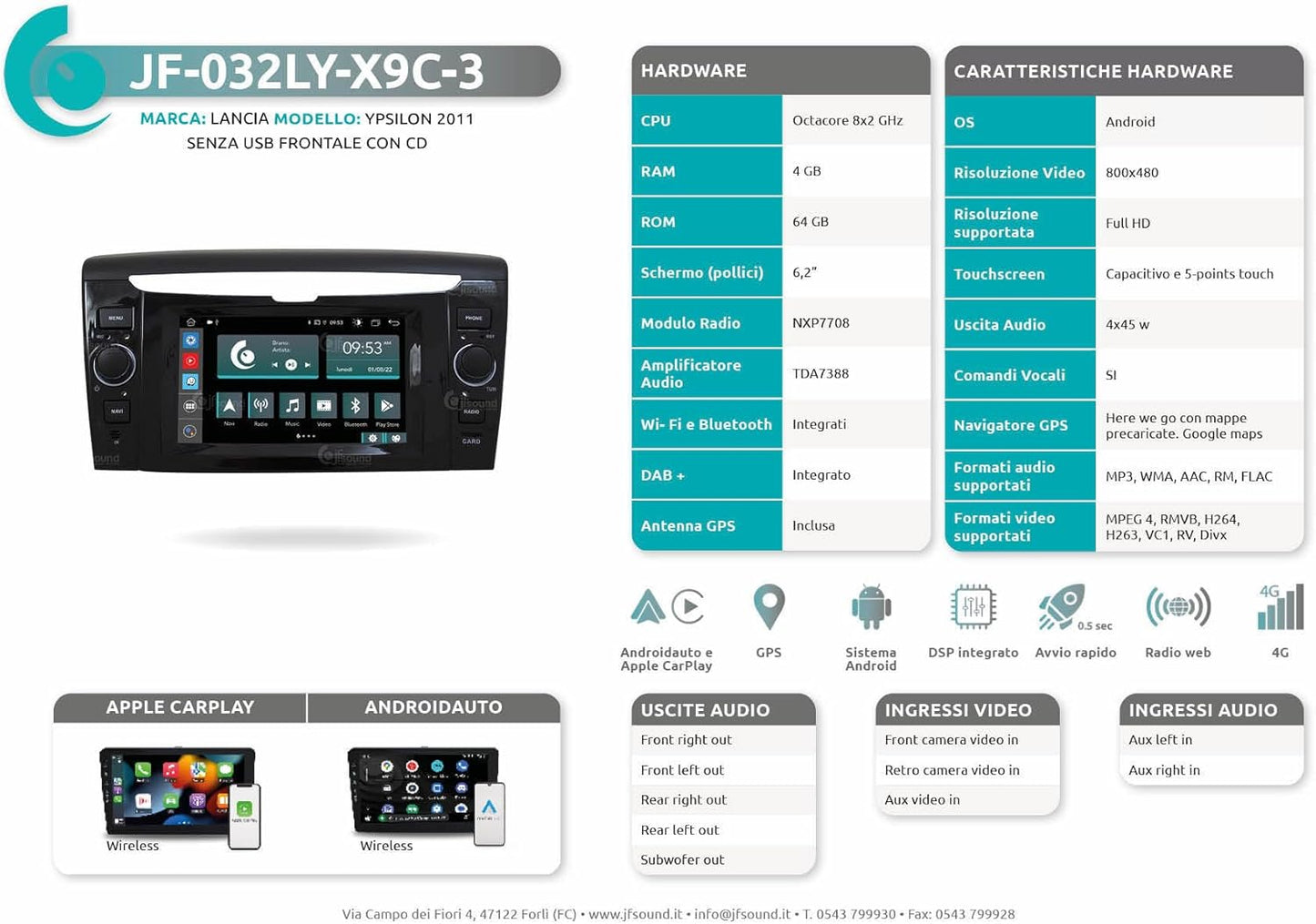 Autoradio Lancia Ypsilon – Navigatiesysteem – Multimedia Receiver – Android Radio – Auto Entertainment – 7-inch Touchscreen – Bluetooth WiFi Connectivity