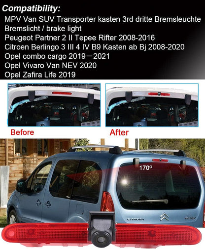 HD Auto Transporter parkeerhulp systeem remlicht achteruitrijcamera achteruitrijcamera met hoek instelbare vervanging voor Toyota Proace/Citroen Berlingo B9/Opel Combo/Limousine/Peugeot Partner Tepee