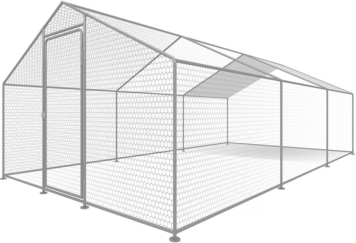 Kippenhok – Kippenren – Kippenverblijf – Pluimveehok – Kippenkooi – Verzinkt Staal – 18 m² Grootte (6x3x2m)