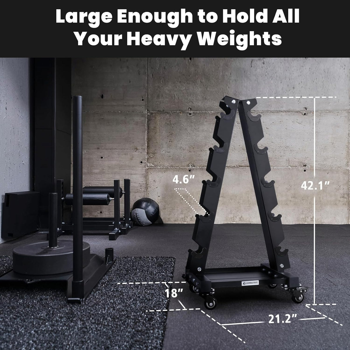 LIONSCOOL Premium solid steel weight rack stand only, A-frame portable weight storage organizer with optional drawer and wheels, perfect for home gym gym equipment storage - QUORE