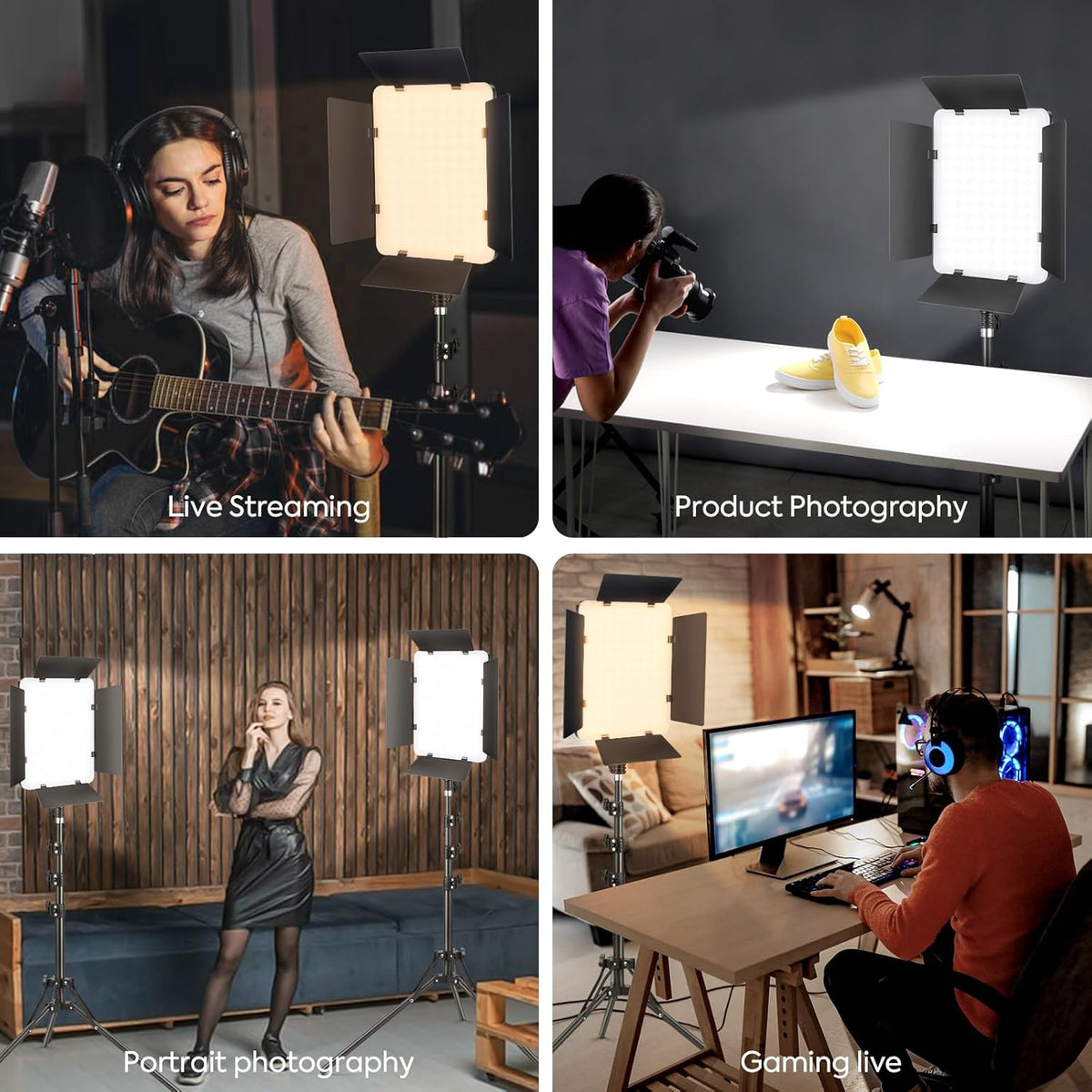 2-Pack LED Videolicht Set – Videolamp – Studiolamp – Fotolamp – Paneellamp – Bi-Color 2700K tot 6500K – Dimbaar van 10% tot 100%
