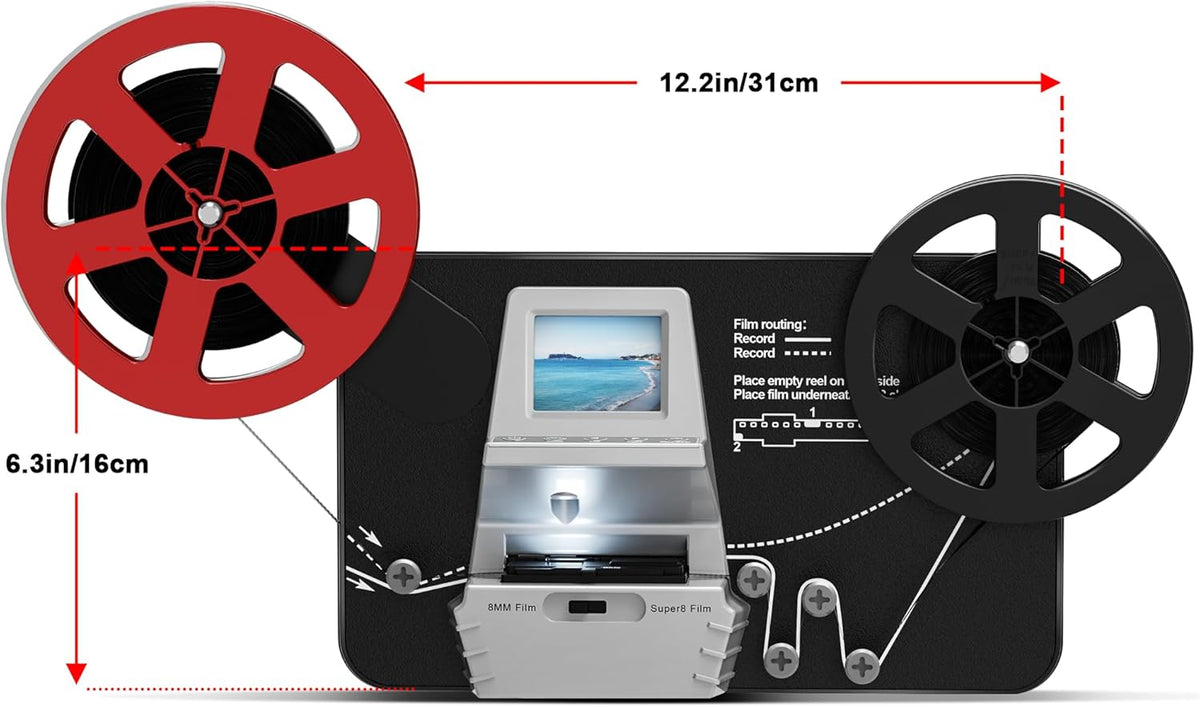 Super-Filmscanner – Filmscanner, Filmconverter, Filmdigitaliseerder, Videodigitaliseerapparaat – Voor 8 Mm En Super 8 Filmrollen Van 3, 5, 7 En 9 Inch – 2,4 Inch Lcd-Scherm – 1080P Mp4 Met 5 Megapixel Sensor