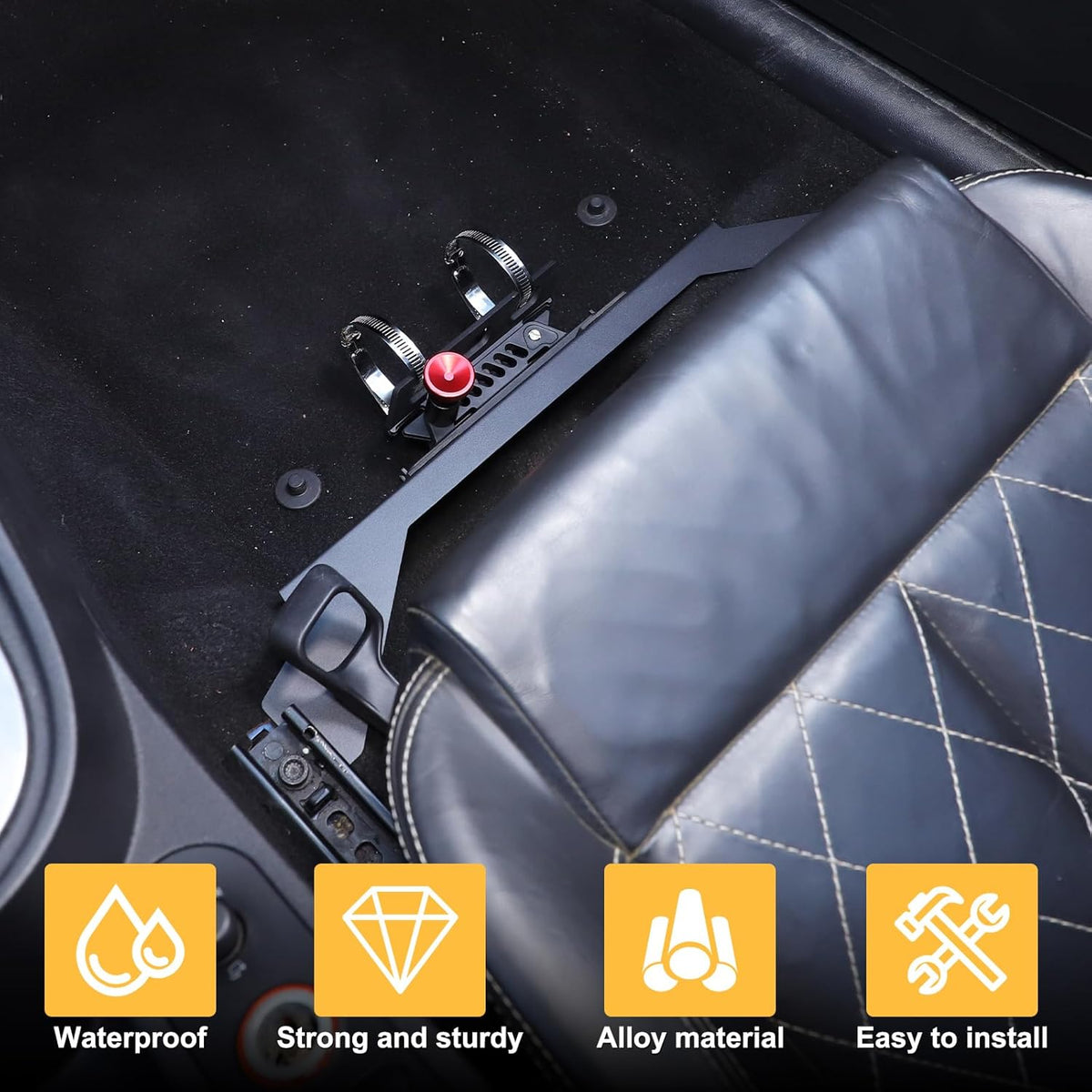 Onder Co-Pilot Seat Brandblusser Montagebeugel Compatibel met SEAT Leon 2008-2012 Aluminium Verstelbare Quick Release Roll Bar Brandblusser Fleshouder