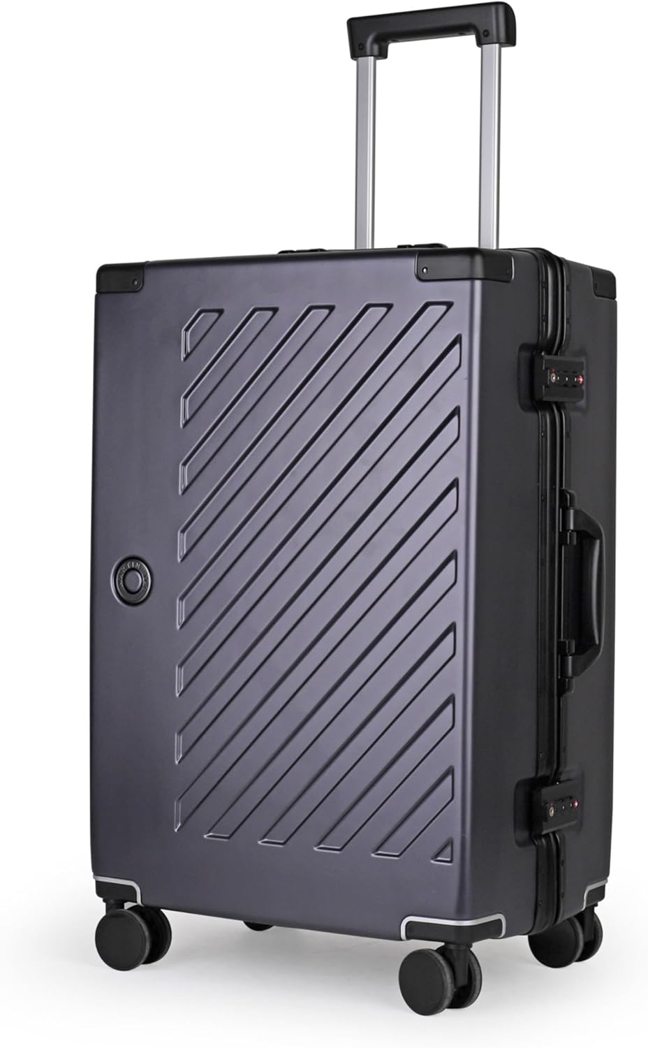 JLY Koffer van 100% polycarbonaat, ritssluiting, TSA-slot, 4 wielen, aluminium handgreep, licht, robuust, ideaal als handbagage of reiskoffer, antracietgrijs, M (65cm 60L), koffer