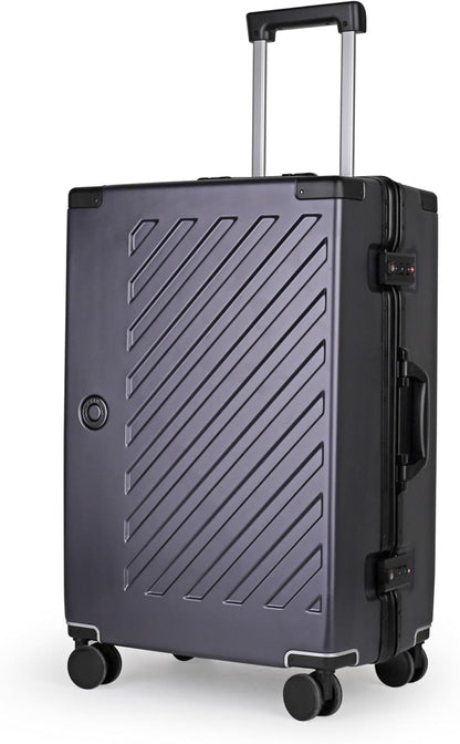 JLY Koffer van 100% polycarbonaat, ritssluiting, TSA-slot, 4 wielen, aluminium handgreep, licht, robuust, ideaal als handbagage of reiskoffer, antracietgrijs, M (65cm 60L), koffer