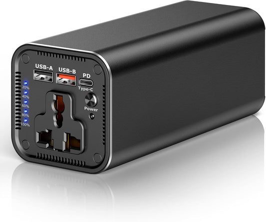 Powerbank, 27000mAh Powerstation 98wh externe batterij met 100W AC stopcontact draagbare oplader met USB-aansluiting universele reisoplader P6
