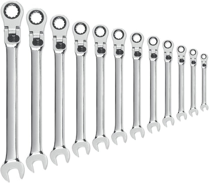 Tandwielsleutel 12 st. 12 Pt. XL Vergrendeling Flex Head Ratcheting Combinatiesleutel Set, Metrisch - 85698