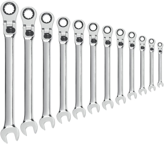 Tandwielsleutel 12 st. 12 Pt. XL Vergrendeling Flex Head Ratcheting Combinatiesleutel Set, Metrisch - 85698