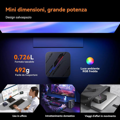 Blackview MP100 Mini-pc met AMD Ryzen 7 5825U (8C/16T, tot 4,5 GHz), LPDDR4 16 GB RAM 512 GB mini-pc Win11 Pro, mini-desktop pc, 4K Triple Display/WiFi 6, mini-computer voor school, kantoor, HTPC
