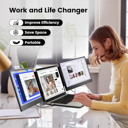 KEFEYA Laptop Screen Extender, 14.1" FHD 1080P IPS Portable Monitor with Sturdy Metal Kickstand, Works for Windows/Chrome/Mac/switch/PS5