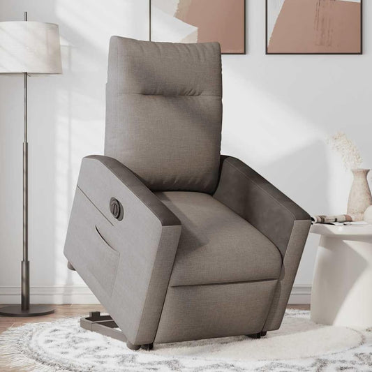 Relaxstoel – Fauteuil – Lectuurstoel – Elektrische Stoel – TV Stoel – Elektrische Opstahulp – Bekleding Stof Taupe