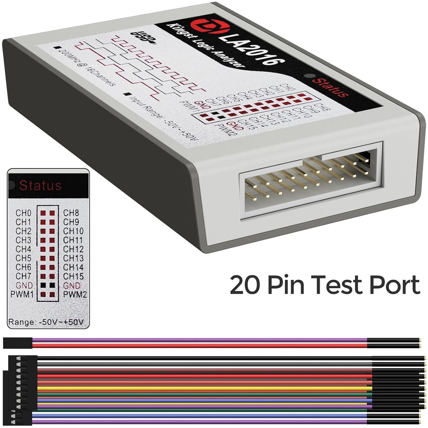 InnoMaker USB Logic Analyzer LA2016 16 Kanalen 200MHz 1G Geheugen met Engelse PC Software Draagbaar Hogesnelheid Ondersteuning I2C SPI CAN UART voor Windows MacOS Linux