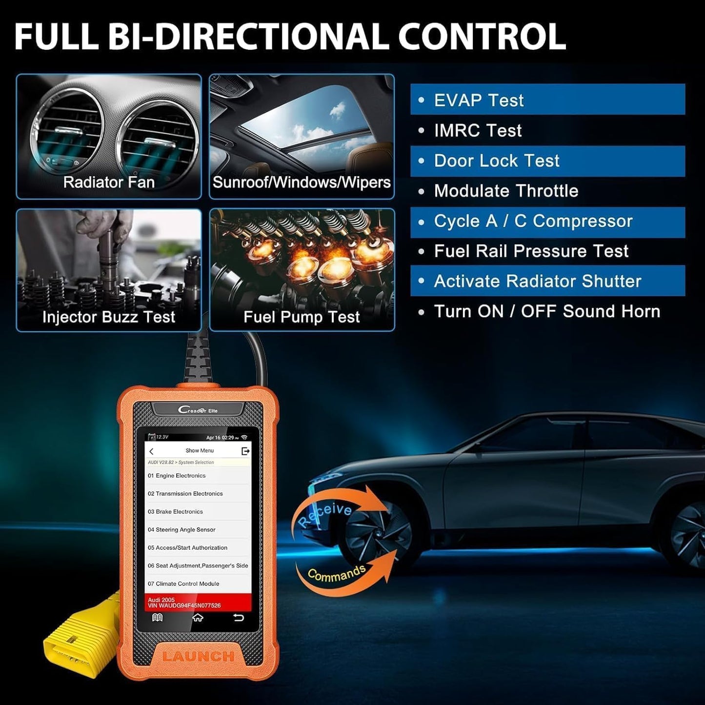 LAUNCH Creader Elite OBD2 voor Ford/voor Lincoln/voor Mercury/voor Mazda Diagnostisch Hulpprogramma, Actieve Test, ECU-Codering, 31 + Herstel Diensten