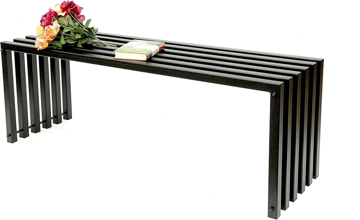 DanDiBo Garden Bench Metal Solid Weatherproof Black 120 cm Modern Bench Park Bench Flower Bench - QUORE