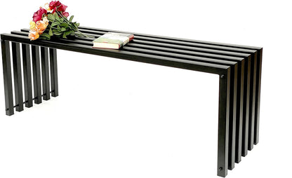 DanDiBo Garden Bench Metal Solid Weatherproof Black 120 cm Modern Bench Park Bench Flower Bench - QUORE