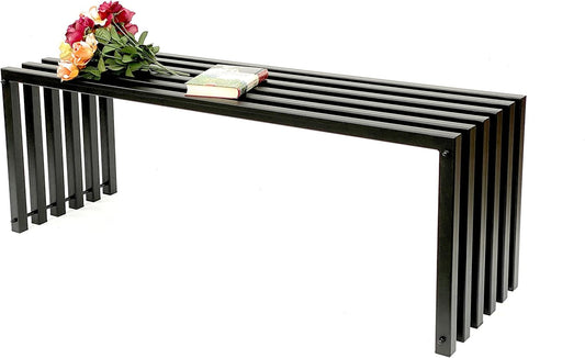 DanDiBo Garden Bench Metal Solid Weatherproof Black 120 cm Modern Bench Park Bench Flower Bench - QUORE