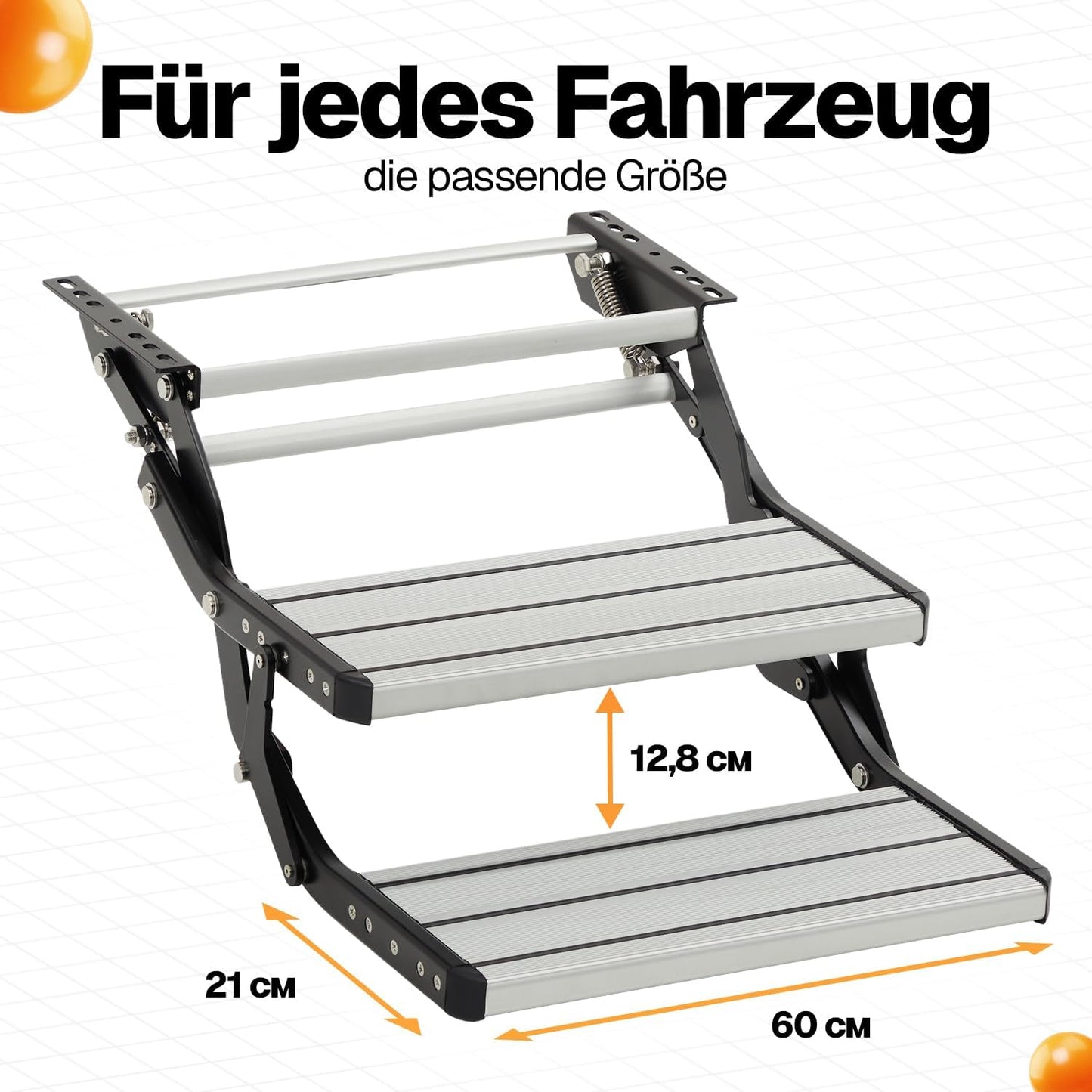 Dubbele opstaptrede, 2 treden voor caravans, 60 x 21 x 29 cm, stabiele aluminium trap voor camper, antislip, weerbestendig, tot 200 kg, instaphulp camping