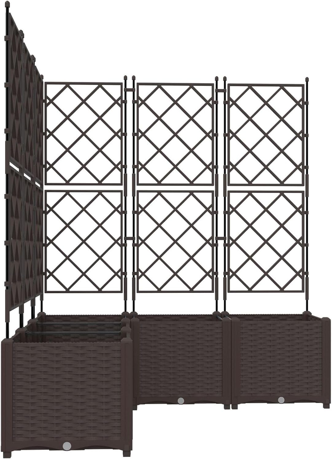 Garden Planter with Trellis, Pack of 5, Brown, 120 x 120 x 143 cm, Modern Structured Planter with Grid Holder, Durable Material for Indoor and Outdoor Use Brown - QUORE