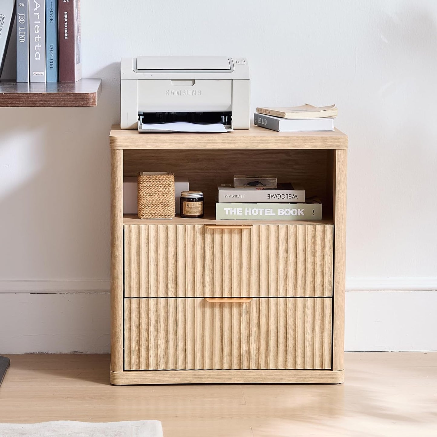 LELELINKY Natuurlijke nachtkastje, bijzettafel, telefoontafel, geschikt voor slaapkamer, woonkamer, eetkamer