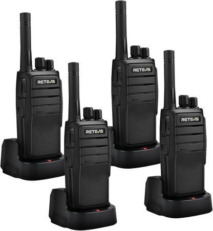 Retevis RT21 Walkie Talkie Nood Lange Afstand 16 Kanalen CTCSS/DCS VOX Squelch Radio's Oplaadbare EU plug Oplaadstation (2 paar, zwart)
