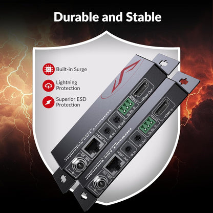 AV Access Professional UHD 4K60Hz (HDBaseT) HDMI-extender tot 70M (230ft), 4Kx2K@60/30Hz 1080P@120/60Hz HDR10 en 3D via Cat5e/6a/7, EDID-beheer + CEC, HDCP 2.2, 2-weg PoE + IR + RS232