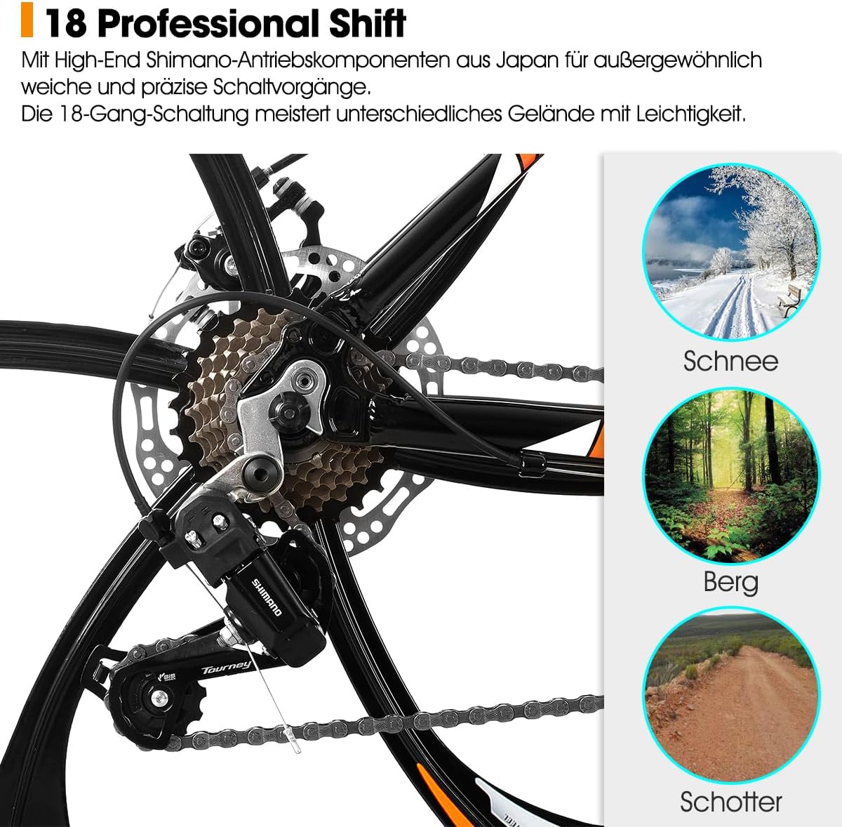 Hiland Mountainbike, 26 inch, voor volwassenen, 3/6 spaakfiets, 18 versnellingen, voor heren en dames, mountainbike, met dubbele schijfrem, 26 inch MTB aluminium frame
