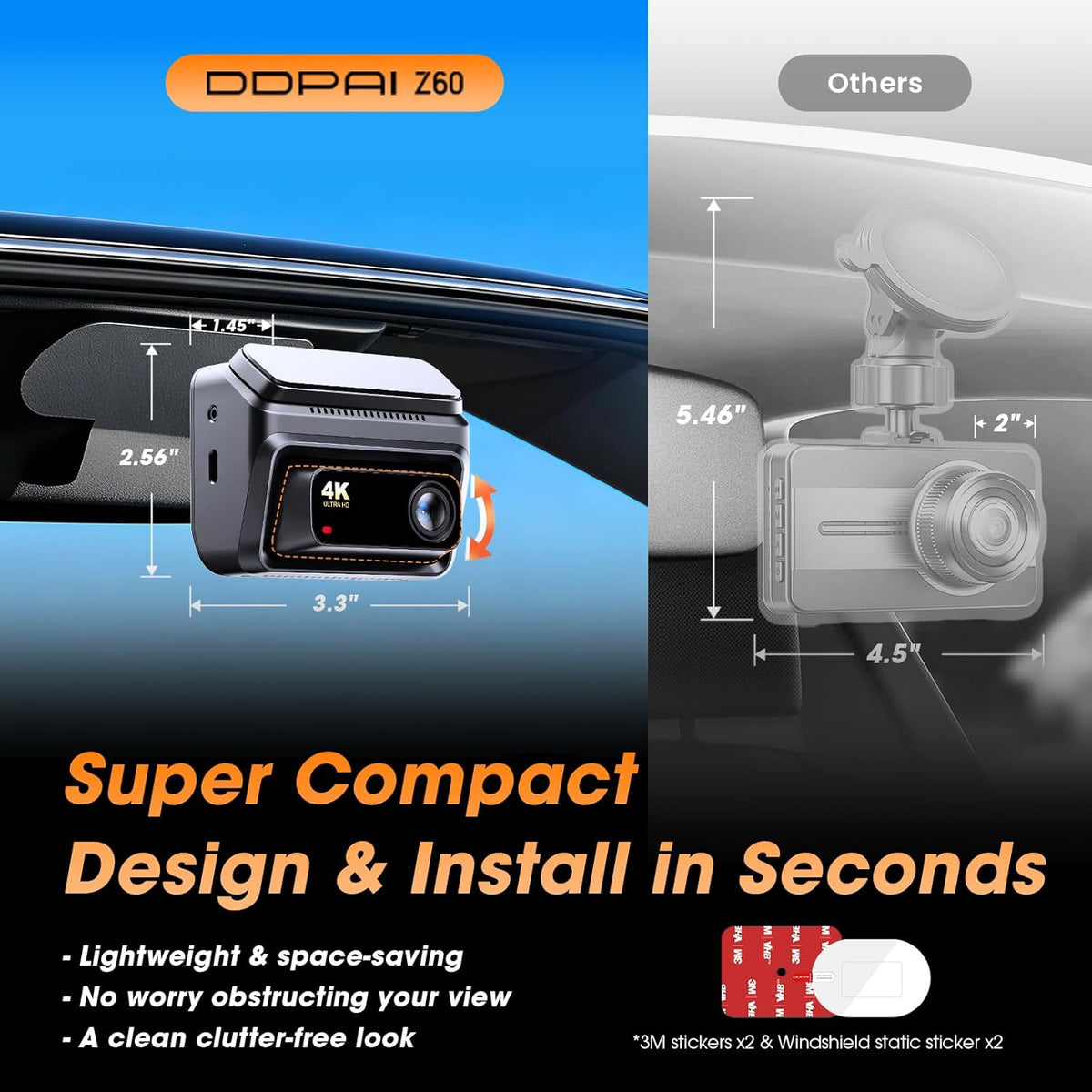 Dashcam Auto Voor En Achter – Autocamera – Rijcamera – Dashboardcamera – Dubbele Dashcam – 4K Voor + 1080p Achter – Full Colour Nachtzicht