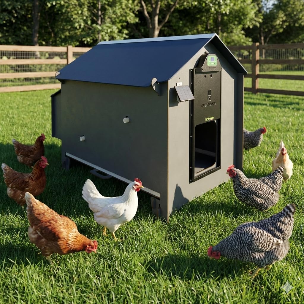 Chicken Coop for 8 Laying Hens Made of HPL Laminate, Mite Proof, Model Polly Classic Grey, Size XL, with Removable Tray, 2 Cutlery, 2 Nidi - QUORE