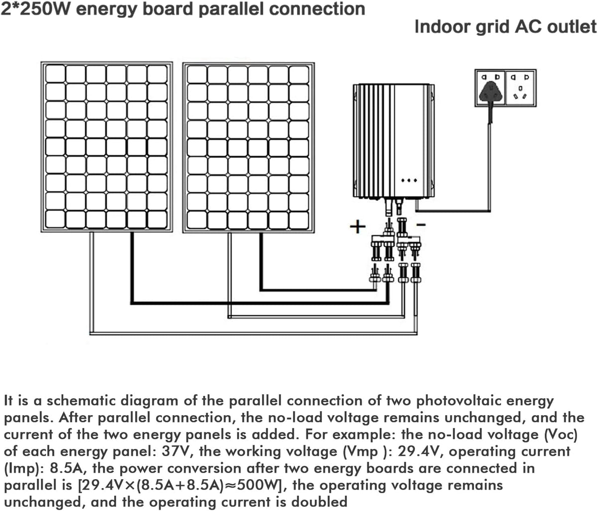 Omvormer op zonne-energie, aangesloten op het netwerk, 500 W, Mppt Grid, Tie micro-omvormer op zonne-energie aangesloten op het netwerk voor zonnepanelen en batterijen 12 V, micro-omvormer op