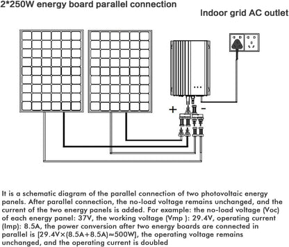 Omvormer op zonne-energie, aangesloten op het netwerk, 500 W, Mppt Grid, Tie micro-omvormer op zonne-energie aangesloten op het netwerk voor zonnepanelen en batterijen 12 V, micro-omvormer op
