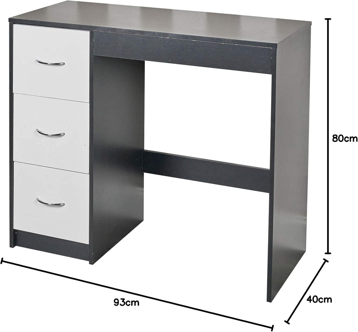 URBNLIVING 3 drawer wooden bedroom sideboard table - QUORE