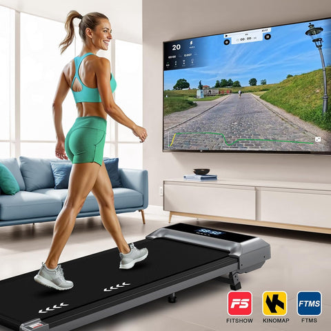 Loopband - Elektrische Loopband - Wandelpad - Wandel-Joggingmachine - met 6.5% Helling - Bluetooth-Verbinding - 2.25 pk - 1-6 km/u - 7-laagse Loopoppervlak - Zwart