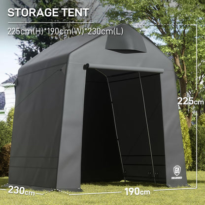 EVER ADVANCED gereedschapsschuur 9,8m³ gereedschapstent 230x190x225cm, waterdichte fietsgarage met 2 ventilatieopeningen, fietsschuur multifunctionele, grijs