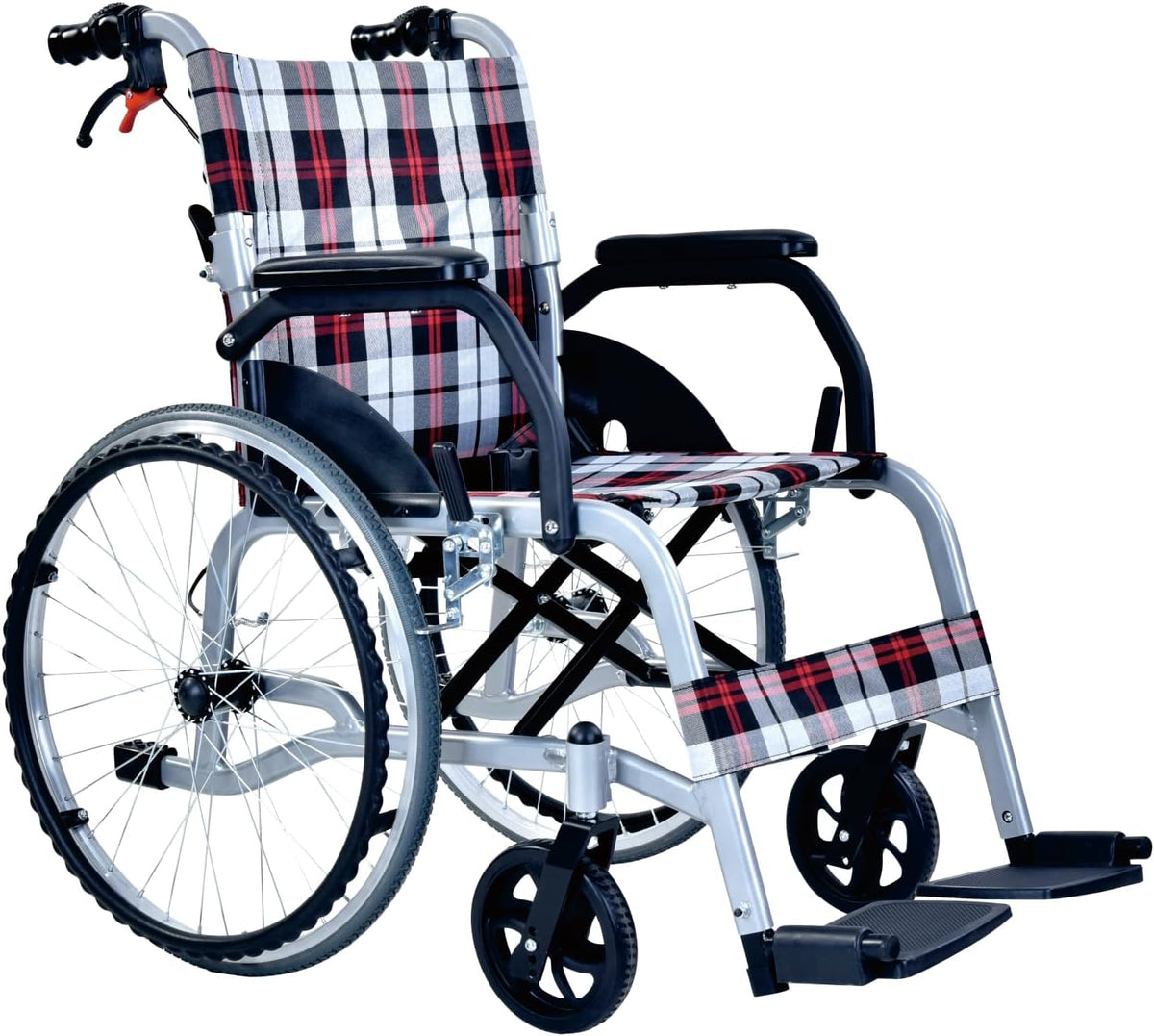 Zelfaangedreven rolstoel, Duwrolstoel, Lichtgewicht, Vouwbaar, met Dubbele Remmen (12 kg), Rolstoel voor Ouderen en Behinderte, Aluminium rolstoelen met Voetsteun (CP-30A5N).