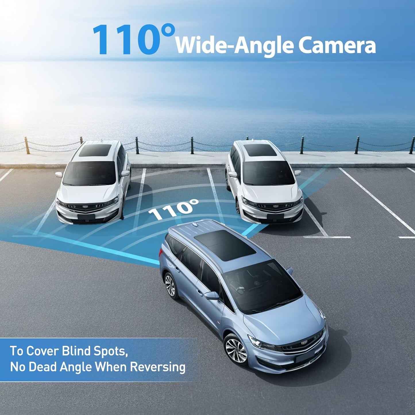Achteruitrijcamera, draadloos, zonne-energie, 5 inch, monitor, zonne-camera, kit 1080P, HD, IR-achteruitrijcamera, nachtzicht, IP66, waterdicht, voor bestelwagens (7 inch met 1 camera)