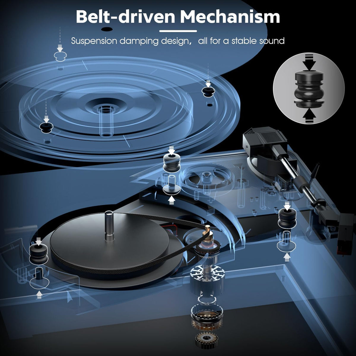Platenspeler – Draaitafel – Vinylspeler – Grammofoon – LP Speler – Kastanjebruin – Bluetooth In/Uit – Ingebouwde Stereo-Luidsprekers