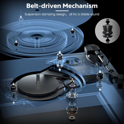Platenspeler – Draaitafel – Vinylspeler – Grammofoon – LP Speler – Kastanjebruin – Bluetooth In/Uit – Ingebouwde Stereo-Luidsprekers