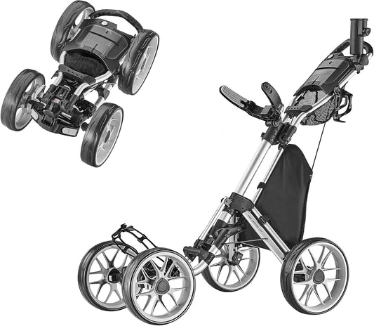 CaddyTek Golfwagen met 4 wielen - Caddycruiser One Version 8 1-Click opvouwbare trolley - lichtgewicht, compacte trekwagen, gemakkelijk te openen
