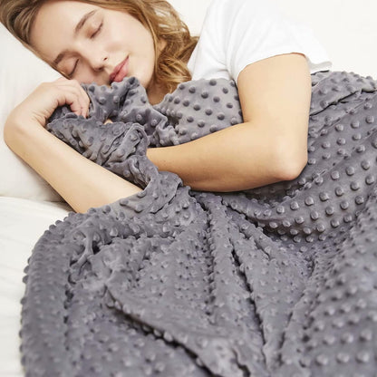 Gewogen deken met vervangbare hoes, glaskralen vullen gewogen deken voor volwassenen, angst zware deken (punt-grijs, 150* 200cm, 6,8 kg)