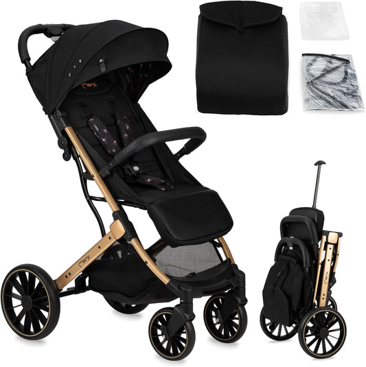MoMi ESTELLE DAKAR kinderwagen vanaf 6 maanden (tot 22 kg), inklapbare buggy met 5-punts veiligheidsgordel, boodschappenmand en ligfunctie, telescopische stang om te trekken, staat na het opvouwen Ginko