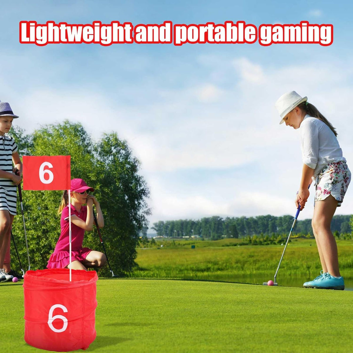 Golf Yard Game, 6 Holes Bucket Golf Games Backyard Golf Game Set Golf Practice Game voor Volwassenen Kinderen Gazon Strand Tuin Camping Park