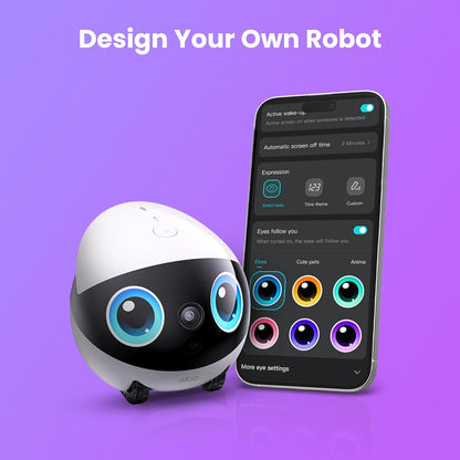 Enabot EBO Air 2 Plus, AI intelligente mobiele robot voor thuisbewaking met aangepaste gezichtsafbeelding, 3K bewakingscamera met accu, huisdiercamera met 2-weg audio