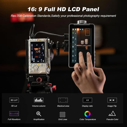 VILTROX DC-V1 DCV1 Camera Field Monitor Touchscreen 5,5 inch 4K HDMI externe cameramonitor met accu Full HD 1920x1080 IPS 3D LUT met zonnekap voor Sony Canon Nikon DSLR (DC-550 Lite Upgrade)